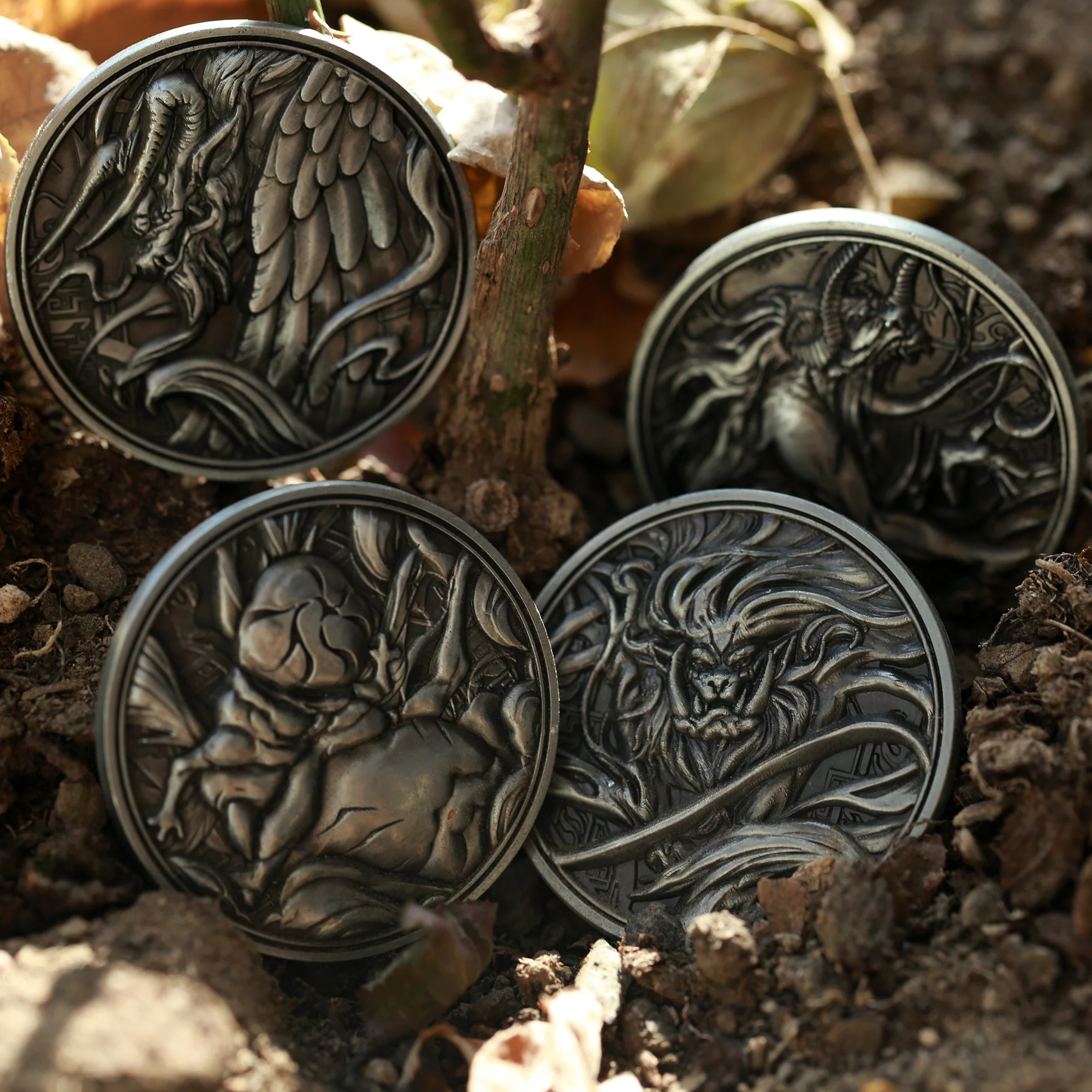 The Four Fiends in Chinese Mythology Collectible Metal Coins - Image 2