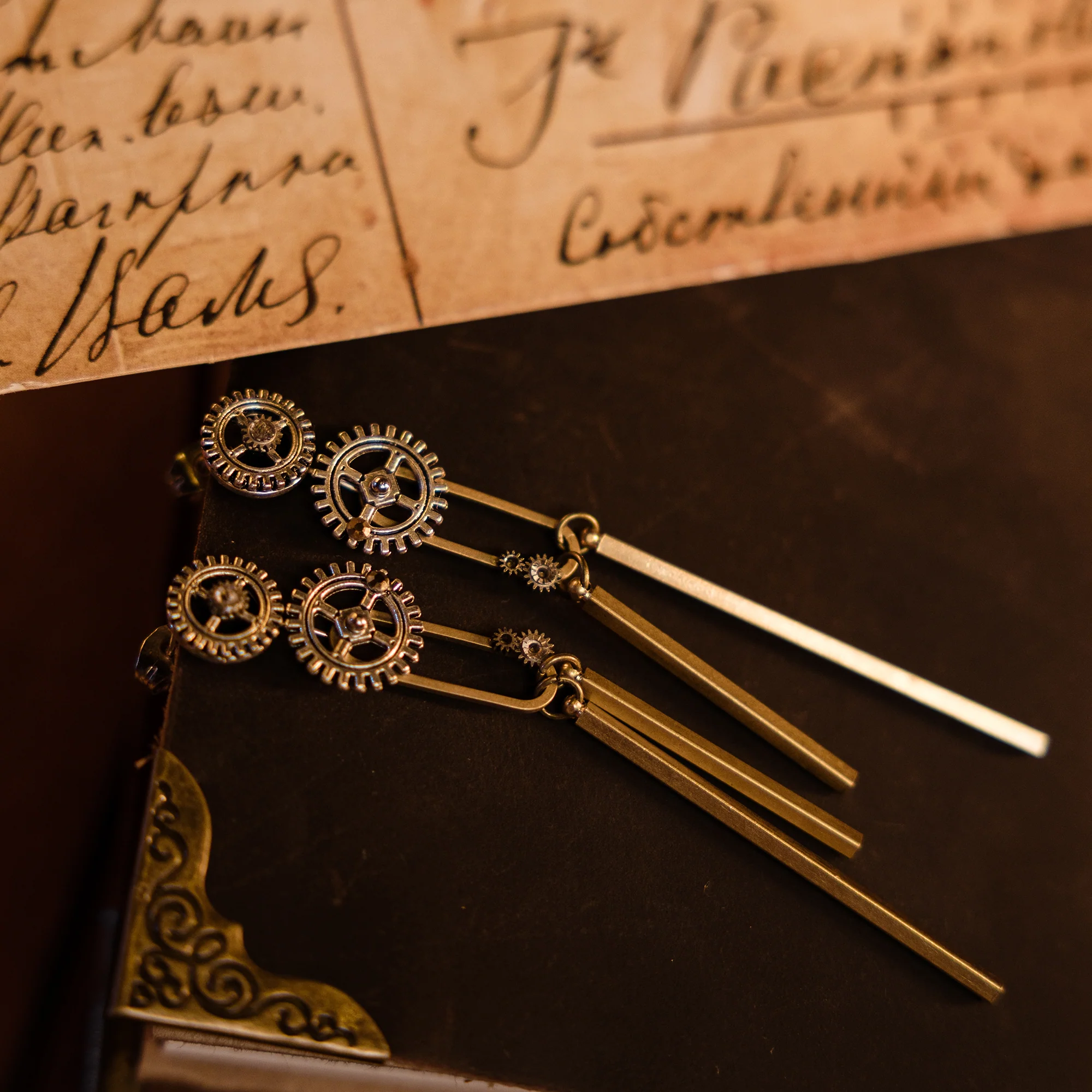 The Timekeeper Handcrafted Steampunk Dangle Earrings - Image 4