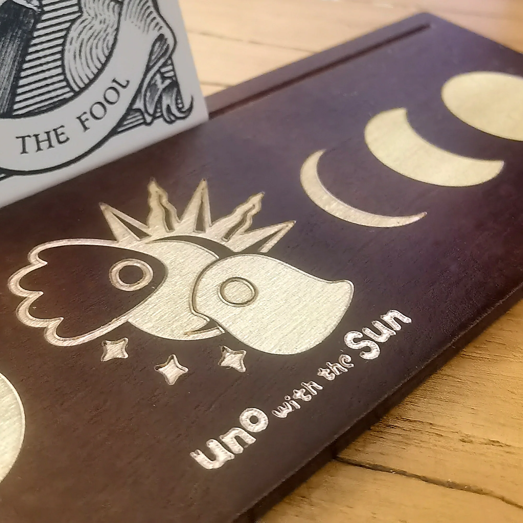 Uno with the Sun Wooden Card Stand - Image 3