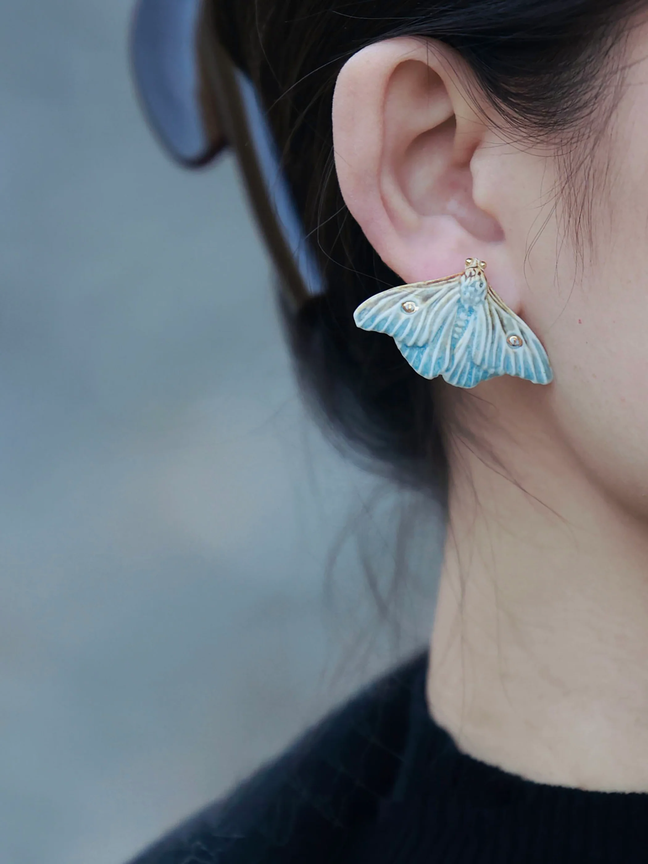 YIHE Ceramic Jewelry "Moth of Ash and Frost" - Image 8